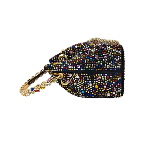 Image of HUANG ZHUANG Colorful Crystal Soft Purse Sparkly Rhinestone Handbag Women Clutch Bling Party Crossbody Bag for Prom Cocktail