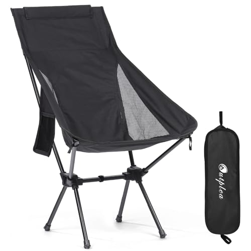 Outplea Sillas Camping Plegable Ligeras, Silla Playa Plegable Alta, Sillas de Pesca para Exterior Picnic Jardín Senderismo, Negro