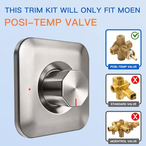 Juego de grifería para ducha y bañera en níquel cepillado para Moen T2471BN Genta LX Posi-Temp | Todo metal, compatible con válvulas Moen 2510, 2520, 2570, 2580 y 2590, juego de grifería para bañera y ducha con equilibrio de presión miniatura 3