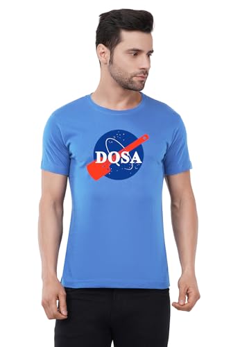 Image of Caseria Men's Cotton Printed T-Shirt -Dosa | 100% Cotton | Half Sleeves | Regular Fit | Printed | Round Neck | Graphic T Shirt