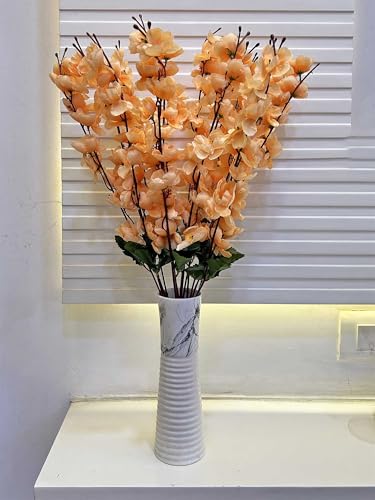 Image of ARTSY Artificial Flowers Bunch for Decoration Cherry Blossom, Ideal for vase, Home, Office Decor, Gifts, Craft, Artificial Plants for Decoration, Without vase, Peach, Combo, 2 Piece, 55 cm Height |