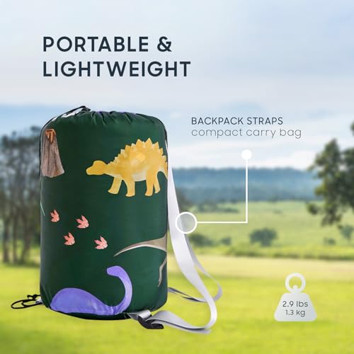 Wake In Cloud Kids Sleeping Bag para Niños para Camping, Dinosaurio miniatura 4