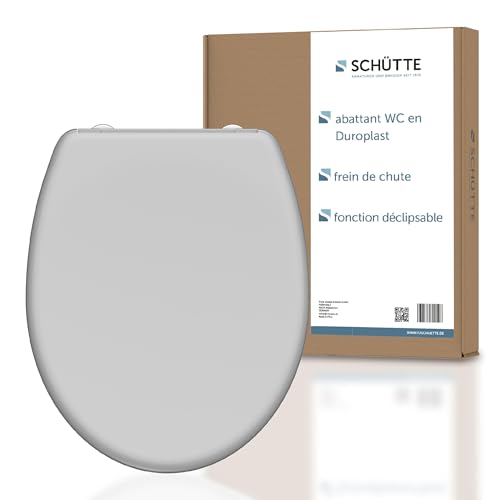 SCHÜTTE - Gris - 82302-A - Abattant WC en Duroplast avec système d'abaissement automatique et fonction détachable, compatible avec la majorité des cuvettes WC