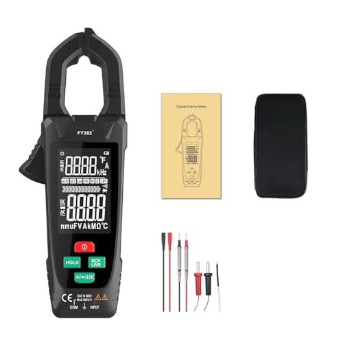 Multímetro de pinza digital FY382 con función True RMS, rango automático, medición de voltaje AC/DC, corriente AC, temperatura, capacitancia, ohmios y frecuencia miniatura 7