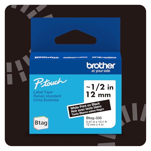 Brother Genuine P-Touch Btag BTAG335 White on Black...
