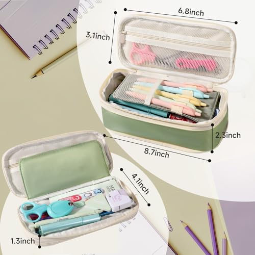 Image of Janhavi Initial Large Capacity Premium Oxford Cute Aesthetic Pencil Case Pouch Bag Special School Supplies Colored Stationery Organizer Gifts for Girls, Women, Adults