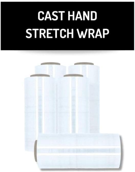 JQ Stretch Wrap Cast Hand Shrink Film 3” Core 12 Inch x 1500 Feet 70 Gauge 4 Rolls/Case