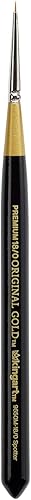 KINGART Original Gold 9650M Spotter Mini Handle Micro Detalle Series, Premium Golden Taklon Multimedia Artist Cepillos Tamaño 180