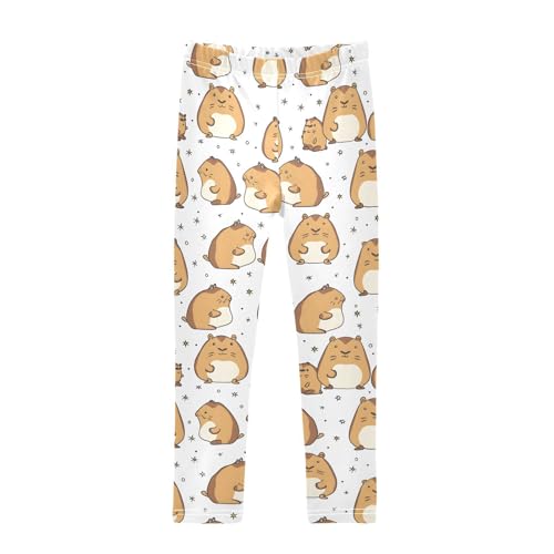 Mouse Pattern Girls Leggings Ultra Soft Compression Yoga Gym Pants for Kids 4-10T