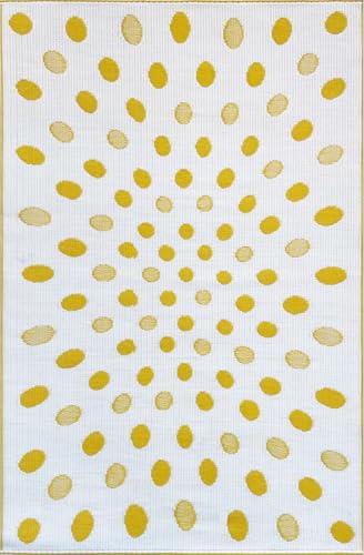 Tapete Exterior Reversible Mad Mats Puntos Amarillo-Blanco 4x6 ft miniatura 3