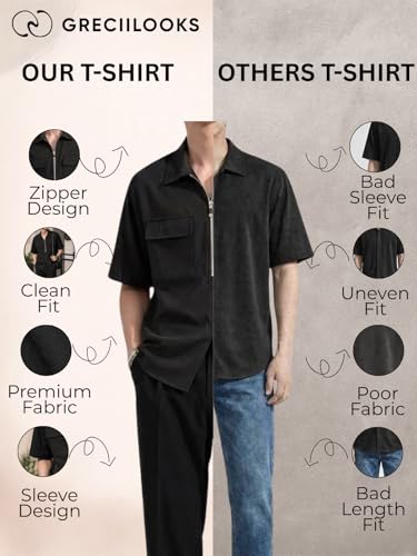 Image of GRECIILOOKS Men's Lycra Blend Regular Fit Tshirt | Mens TShirt's | Polo T- Shirt for Mens | Half Sleeve Polo Neck Tshirt for Men (Available in Plus Sizes)