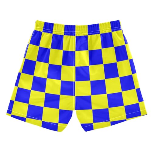 Buffalo Plaid Check Blue Yellow Sport Shorts Teens Swimming Board Shorts Lightweight Compression Liner Swimwear 2T2
