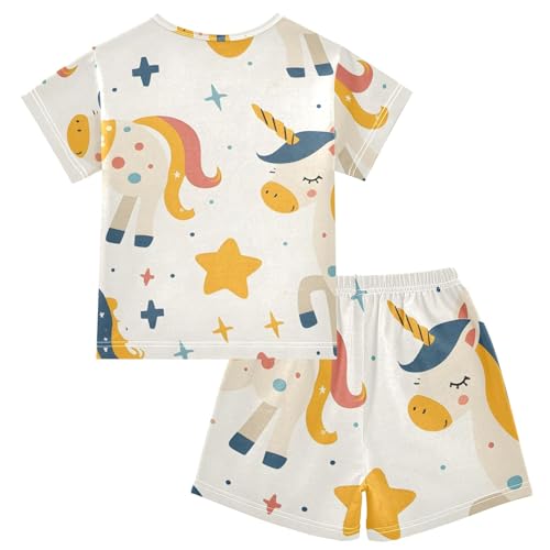 Summer Pajama Set Unicorn Stars, Short Sleeve Sleepwear Nightwear2