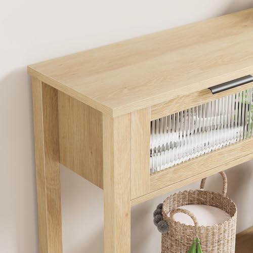 Console scandinave bois 2 tiroirs 110x30 OPULENTHOME