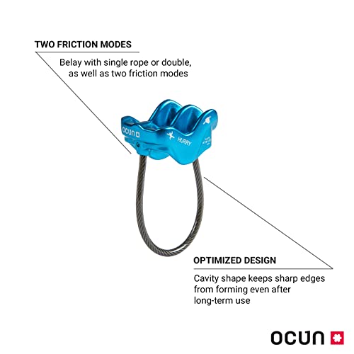 Ocun Hurry Rock Climbing Gear Ascender and Rappelling Descender Belay Device, Blue - Thumbnail 2