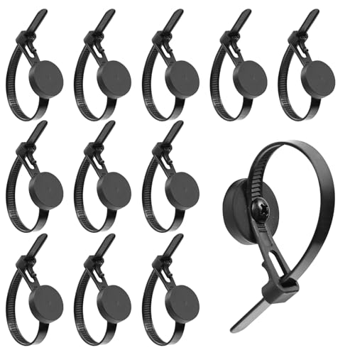 Pack of 12 Magnetic Zip Tie Mounts, Magnetic Cable Clips Organize and Secure Cable Wires with...