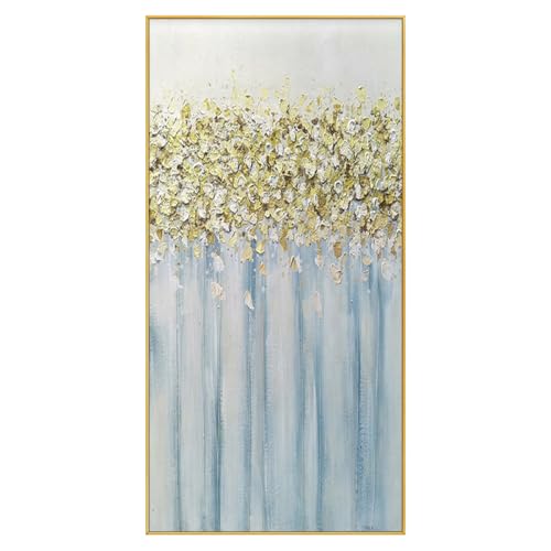 Tableau arbre de fortune feuille d'or fait main grand format de luxe