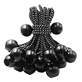 HomWanna Bungee Balls Cords 25Pcs - 4 inch Flag Bungees Ties, Heavy Duty Tarp Banner Marquee Canopy Elastic Tie Down Straps for Telescopic Flag Pole Camping Tent Tarpaulin Cargo, UV Resistant