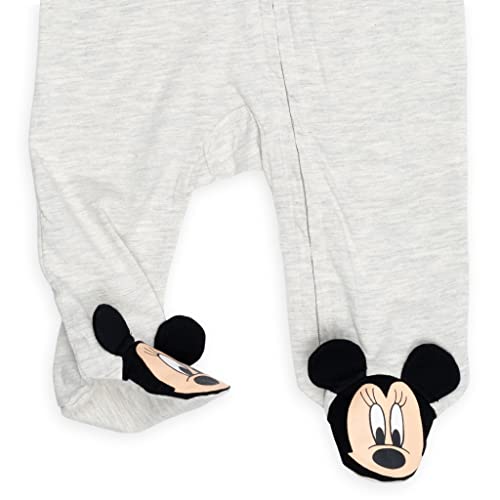 Disney Minnie Mouse Newborn Baby Girls 2 Pack Long Sleeve Sleep N' Play Coveralls Gray/White 0-3 Months #TOP4
