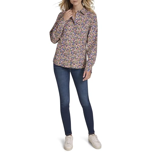 Image of Nautica Women's Button Front Long Sleeve Roll Tab Shirt