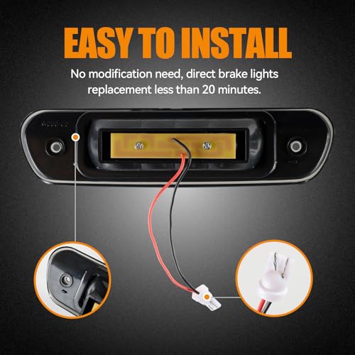 Image of Third 3rd Brake LED for 1999-2004 Jeep Grand Cherokee, High Mount Rear Brake Lights Assembly for 99-04 Grand Cherokee, Waterproof Center Cab Lamp Stop Light (Red)