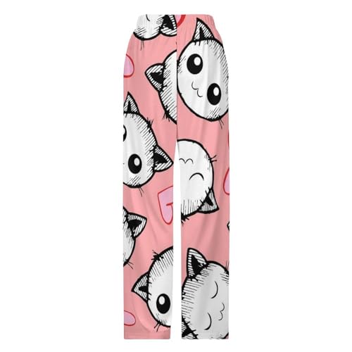 Pantalon de détente femme long à poches pyjama motifs chats taille S