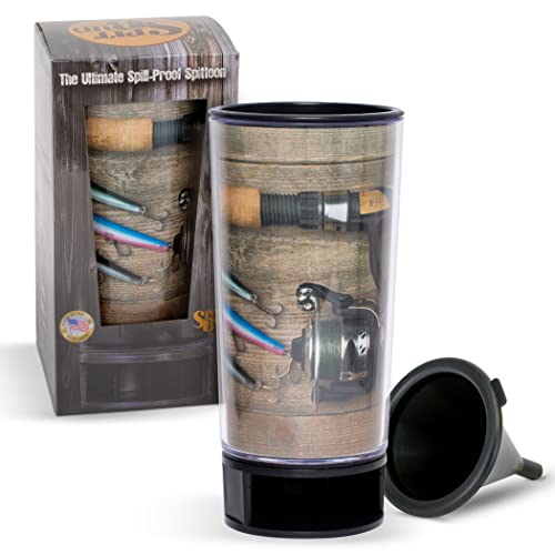 Fishing Rod By Spit Bud - The Ultimate Spittoon For Chew - Portable Dip & Snuff Cup With Lid, Pop Tab, Spill-Proof Funnel, Can Cutter & Holder - Fit In Cup Holders - Holds 8Oz - Made In Usa #TOP11