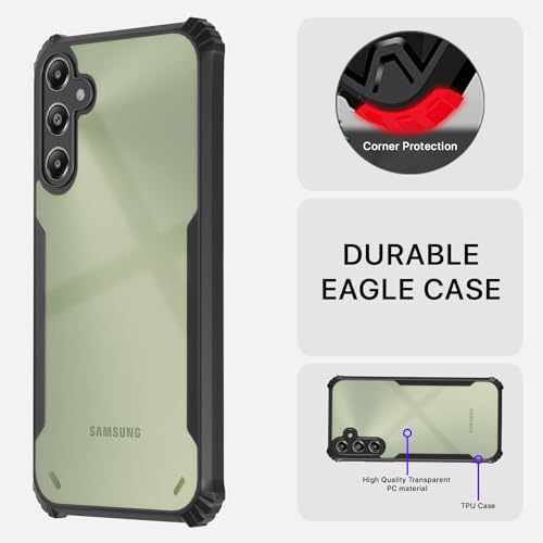 Image of Pikkme Samsung Galaxy A05s / M14 4G Back Cover | Crystal Clear Transparent Back | Ultra Hyrbid | Full Camera Protection | Raised Edge | Bumper Back Case (Black)