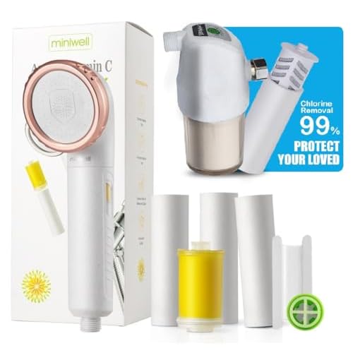Miniwell L700-W01 Shower Water Filter with Aroma Showerhead L751 (Exclusive Bundle)