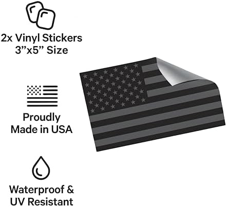 Black American Flag Stickers 3x5 – 2 Pack Tactical USA Vinyl Decals for Truck, Car, Cooler, Hard Hat, Toolbox – Waterproof, UV & Weather Resistant – Made in USA image 5
