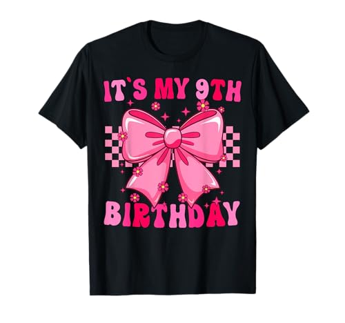 It's My 9th Birthday Girl Outfit 9 Years Old Party Coquette Camiseta