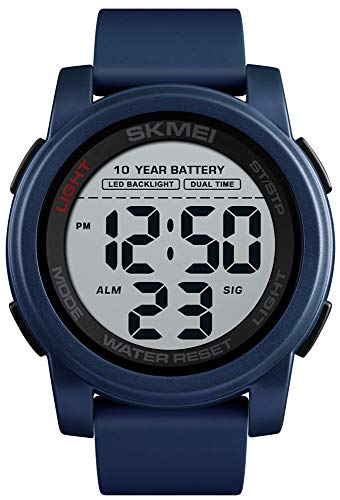 GOSASA Large Face Mens 10 Year Battery Digital Sports Watch LED Screen Military Watches for Men Waterproof Casual Luminous Stopwatch Simple Army Watch (Dark Blue) GOSASA Large Face Mens 10 Year Battery Digital Sports Watch LED Screen Military Watches for Men Waterproof Casual Luminous Stopwatch Simple Army Watch (Dark Blue)