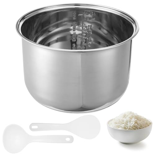 304 Stainless Steel Inner Pot, 5 L/10-Cup Rice Cooker Inner Bowl, Fits Zojirushi NS-TSC10 Cookers, Replacement Bowl, Includes Rice & Soup Spoons, Effortless to Clean (5L)