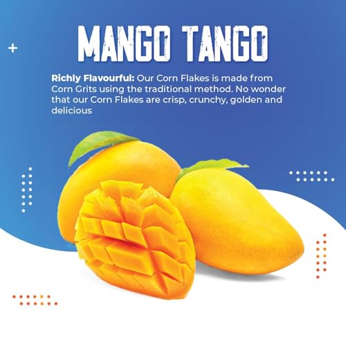 Image of 8AM Corn Flakes Mango 300 Gram, Golden Corns & Mango, No Cholesterol, Trans Fat, Artificial Additives, Iron & Calcium, Crunchy & Nutritious Whole Grain Breakfast Cereal