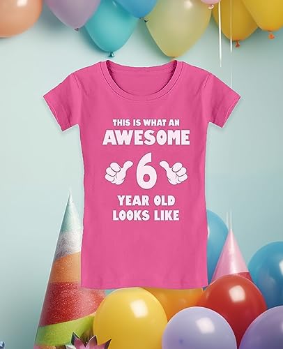 Tstars This is What an Awesome 6 Year Old Looks Like Shirt - 6th Birthday Girls' Fitted T-Shirt for Kids4
