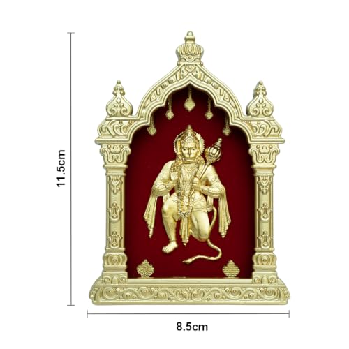 Image of Hanuman Ji Eka Temple Series Table Top 24KT Gold Foil Artwork | Premium Bajrangbali Spiritual Decor for Home Temple & Office | 8.5 x 11.5 cm