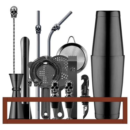 Homestia 18 Peças Boston Shaker Set Bartender Kit com Suporte, Coqueteleira Conjunto de Coqueteleira
