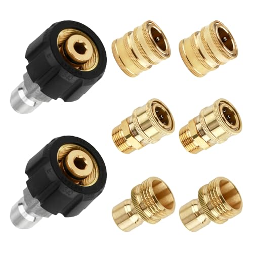 ENNSOO Pressure Washer Accessories, Quick Disconnect Kit, Pressure Washer Quick Connect Fittings with M22 Swivel to 3/8'' Quick Connect, 3/4