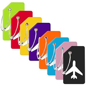 Gostwo – Paquete de 8 etiquetas de silicona para equipaje con lazo inoxidable, aprobadas por la TSA, protección de privacidad, artículos esenciales de viaje, etiquetas para bolsas de viaje, colores