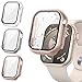 kompatibel mit günstig Kaufen-[3Stück] Kamita Hülle Kompatibel mit Apple Watch Series SE 2023/6/5/4 44mm Schutzhülle mit Displayschutz aus Gehärtetem Glas, PC Bumper Case Schutz Gehäuse für iWatch6/iWatch5 (Klar+Silber+Roségold)