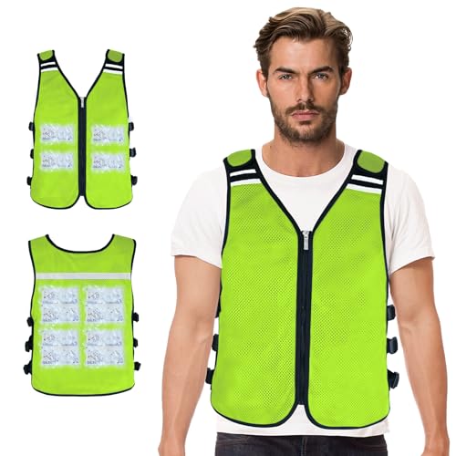 Image of Cooling Vest for Men&Women, Reflective Ice Vest with 32 PCS Ice Packs, Cool Jacket for Hot Weather Summer Workout