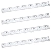 Lineale, 30 cm, Lineale, Multipack, Kunststoff, transparent, bruchsicher, 30,5 cm, transparentes Lineal für Schule, Klassenzimmer, Bürobedarf, 4 Stück