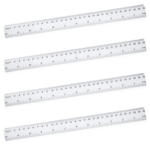 4 reglas de 30 cm, de plástico transparente inastillable