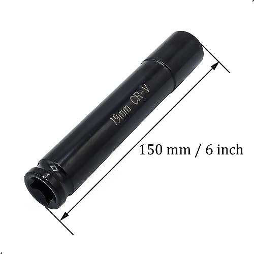 Image of 1 /2 inch Drive by 19mm Deep Impact Socket, Heat-Treated CR-V Steel 6 inch Length, 6-Point Metric Size (19mm)