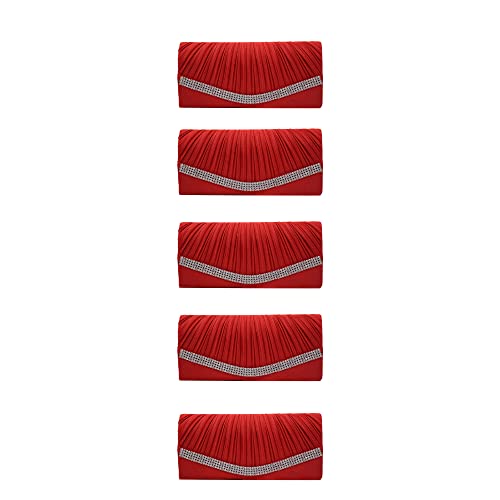 Pochette en soie rouge femme lot de 5 pièces unies pour sublimer vos tenues