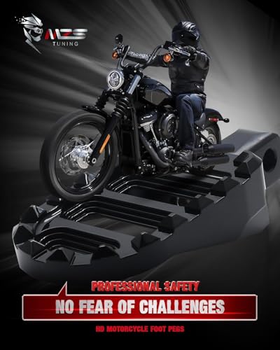 Image of MZS Motorcycle Foot Pegs, Rear Adjustable Footpegs MX Serrated Wide Pedal Compatible with Softail Breakout Deluxe Fat Bob Fat Boy Heritage Low Rider Slim Street Bob Sport Glide 2018-2025