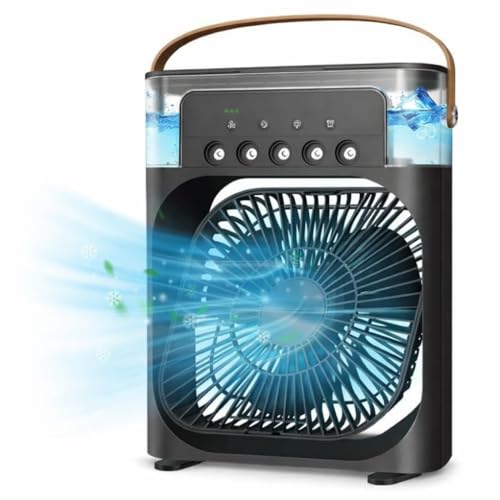 Image of Drumstone 𝟏𝟓-𝐘𝐚𝐫 𝐋𝐨𝐧𝐠-𝐋𝐢𝐟𝐞 𝐖𝐚𝐫𝐚𝐧𝐭𝐲, Mini Portable Air Cooler, Personal Cooling Fan with Adjustable Spray Function and LED Light, Compact Evaporative Cooler for Table Desk & Travel