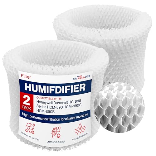 LifeSupplyUSA Wick C Humidifier Filter Replacement Compatible with Honeywell Duracraft HC-888, HCM-890 HCM-890C, HCM-890B Humidifiers (2-Pack) by LifeSupplyUSA - Used condition - US$16.14