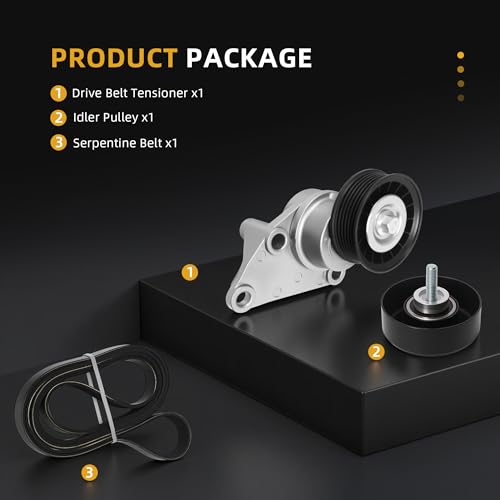 Image of Belt Tensioner Serpentine Belt Idler Pulley Kit for Cadillac 2003-2006, for Chevy 2002-2007, for GMC 2002-2007#OE 39083 12609719 12555609 12626222