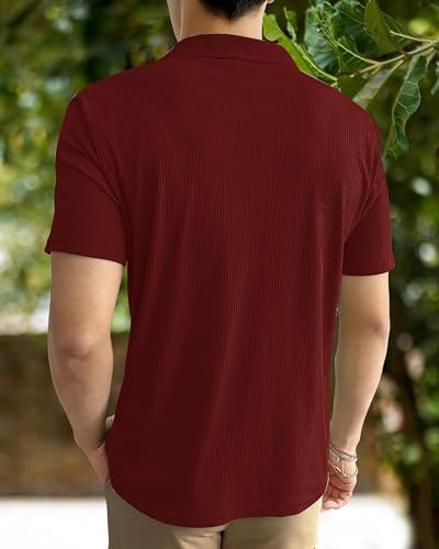 Image of I ENTERPRISE Cotton Blend Regular Fit Round Spread Collar Solid Short Sleeve T-Shirt for Men & Boys